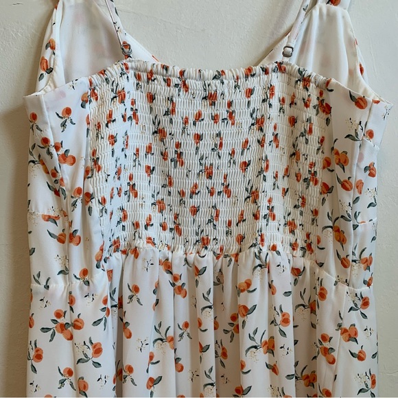 Abercrombie & Fitch Cinch Front Midi Dress Side Slit Peaches Medium Summer Dress - Picture 11 of 16